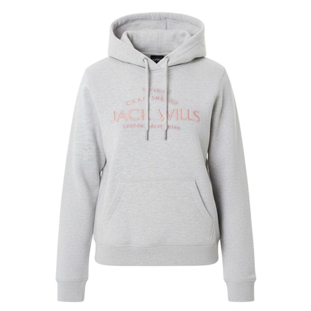 Jack Wills Womens/Ladies Graphic Logo Hoodie / Grey Marl